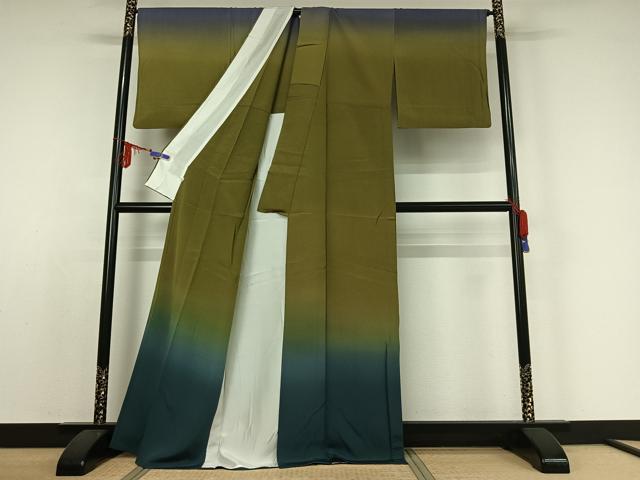 平和屋着物▽訪問着 単衣 霞文 暈し染め 正絹 逸品 AABE0687jh