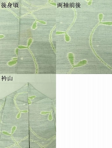 平和屋着物▽上質な紬　単衣　唐草文　正絹　逸品　AABE0688jh