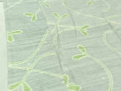 平和屋着物▽上質な紬　単衣　唐草文　正絹　逸品　AABE0688jh