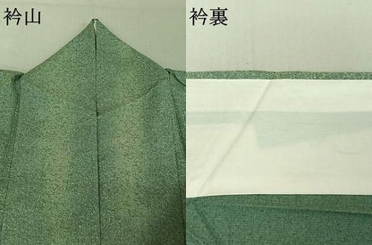 平和屋着物▽訪問着 単衣 紬地 樹林文 正絹 逸品 AABE0691jh
