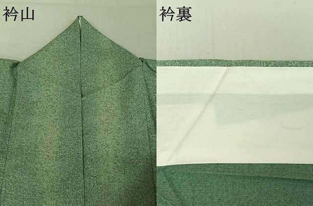 平和屋着物▽訪問着 単衣 紬地 樹林文 正絹 逸品 AABE0691jh
