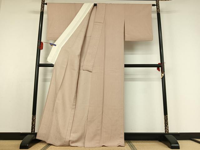 平和屋着物▽上質な紬 単衣 杢目文様 正絹 逸品 AABE0694jh