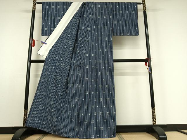 平和屋着物▽上質な紬　単衣　縞　正絹　逸品　AABE0695jh 平和屋着物▽上質な紬 単衣 縞 正絹 逸品 AABE0695jh