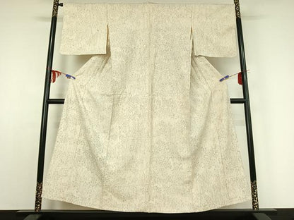 平和屋着物▽上質な紬 単衣 杢目文様 正絹 逸品 AABE0696jh