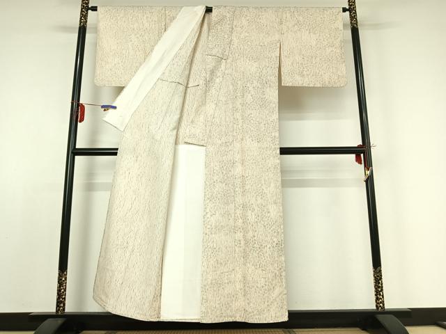 平和屋着物▽上質な紬 単衣 杢目文様 正絹 逸品 AABE0696jh