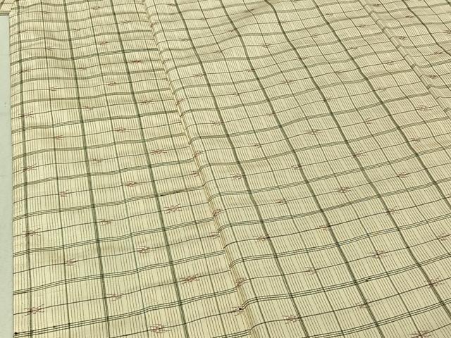 平和屋着物▽上質な紬 単衣 格子 正絹 逸品 AABE0698jh