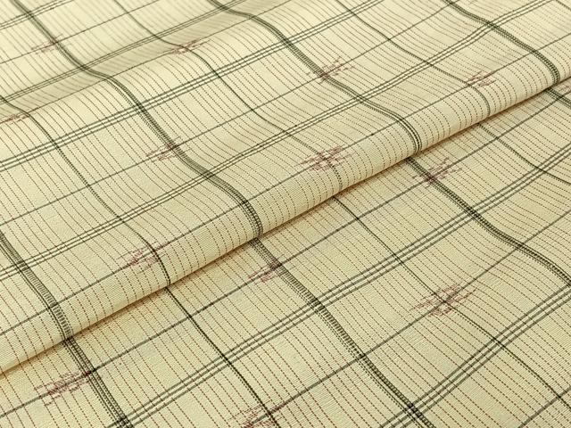 平和屋着物▽上質な紬 単衣 格子 正絹 逸品 AABE0698jh
