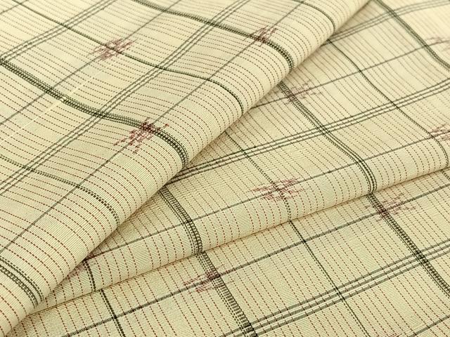 平和屋着物▽上質な紬 単衣 格子 正絹 逸品 AABE0698jh