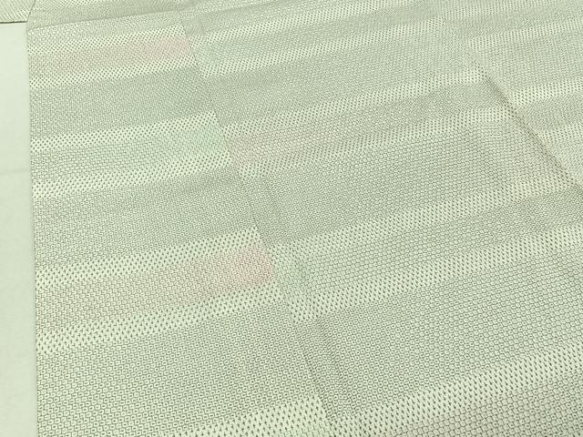 平和屋着物▽本塩沢 単衣 110亀甲 横段文 正絹 逸品 AABE0699jh