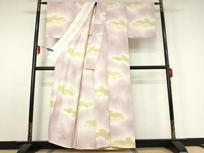 平和屋着物▽上質な小紋 単衣 雲取り文 暈し染め 正絹 逸品 AABE0703jh