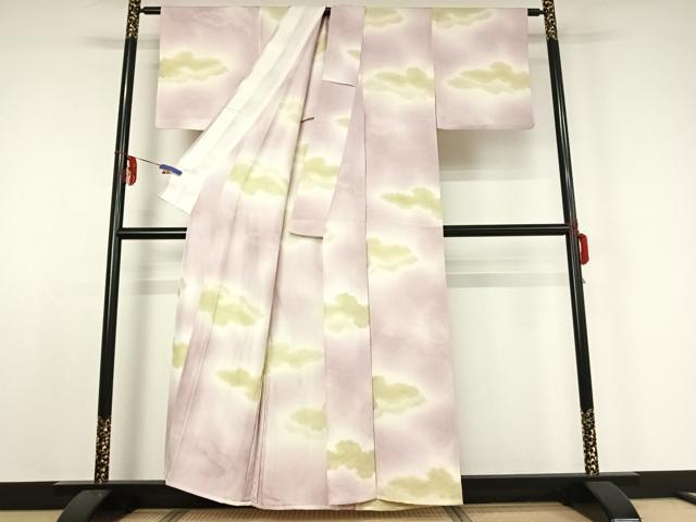 平和屋着物▽上質な小紋 単衣 雲取り文 暈し染め 正絹 逸品 AABE0703jh
