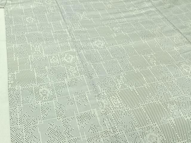 平和屋着物▽お召 単衣 幾何学文様 やまと誂製 正絹 逸品 AABE0704jh