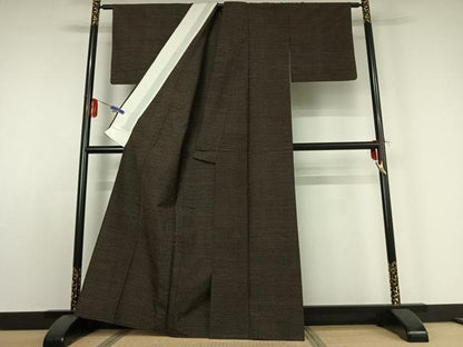 平和屋着物▽上質な紬 単衣 亀甲柄 正絹 逸品 AABE0705jh
