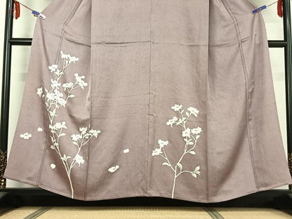 平和屋着物▽訪問着 単衣 草花文 正絹 逸品 AABE0708jh