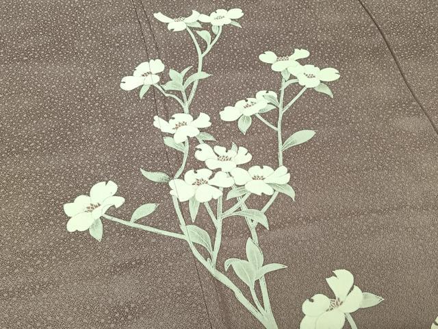 平和屋着物▽訪問着 単衣 草花文 正絹 逸品 AABE0708jh