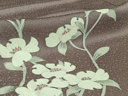 平和屋着物▽訪問着 単衣 草花文 正絹 逸品 AABE0708jh