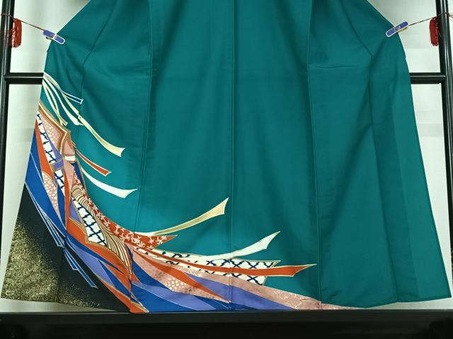 平和屋着物▽訪問着　単衣　束ね熨斗文　金彩　洗える着物　AABE0711jh