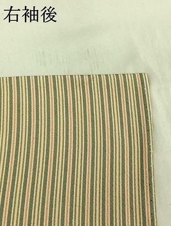 平和屋着物▽上質な小紋　単衣　縞　正絹　逸品　AABE0713jh