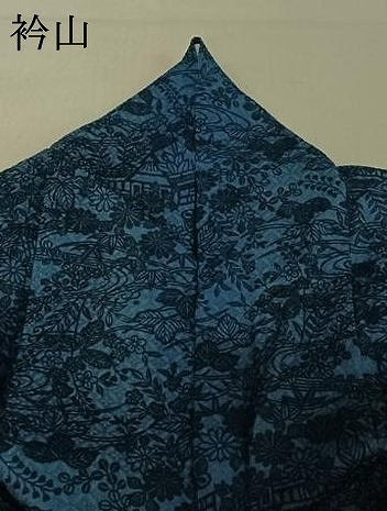 平和屋着物▽上質な小紋 単衣 型染め 風景花文 正絹 逸品 AABE0715jh