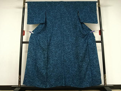 平和屋着物▽上質な小紋 単衣 型染め 風景花文 正絹 逸品 AABE0715jh