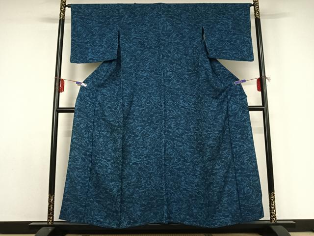 平和屋着物▽上質な小紋 単衣 型染め 風景花文 正絹 逸品 AABE0715jh