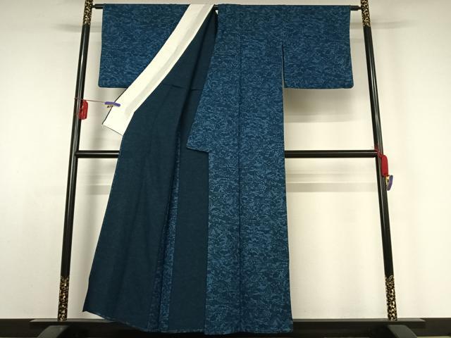 平和屋着物▽上質な小紋 単衣 型染め 風景花文 正絹 逸品 AABE0715jh