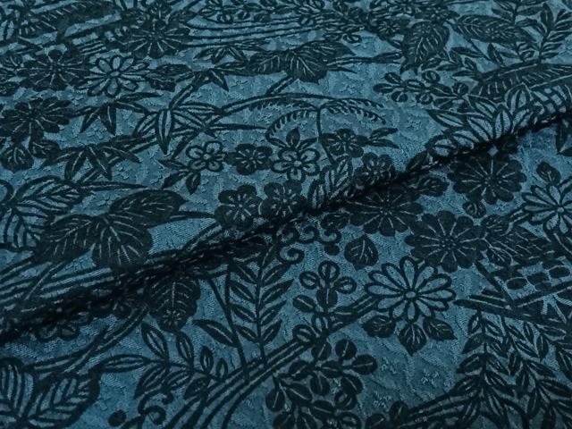 平和屋着物▽上質な小紋 単衣 型染め 風景花文 正絹 逸品 AABE0715jh