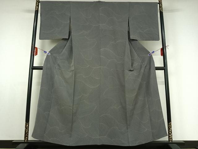 平和屋着物▽上質な小紋 単衣 流水文 正絹 逸品 AABE0716jh