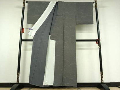 平和屋着物▽上質な小紋 単衣 流水文 正絹 逸品 AABE0716jh