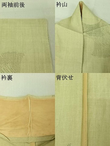 平和屋着物▽本場結城紬 重要無形文化財 単衣 100亀甲 舞葉文 正絹 逸品 AABE0718jh
