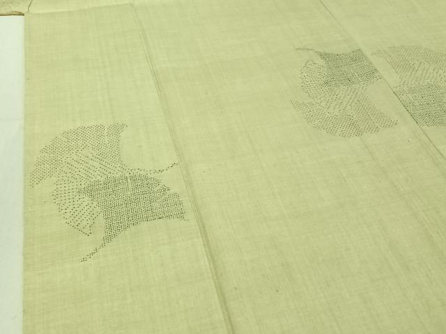 平和屋着物▽本場結城紬 重要無形文化財 単衣 100亀甲 舞葉文 正絹 逸品 AABE0718jh