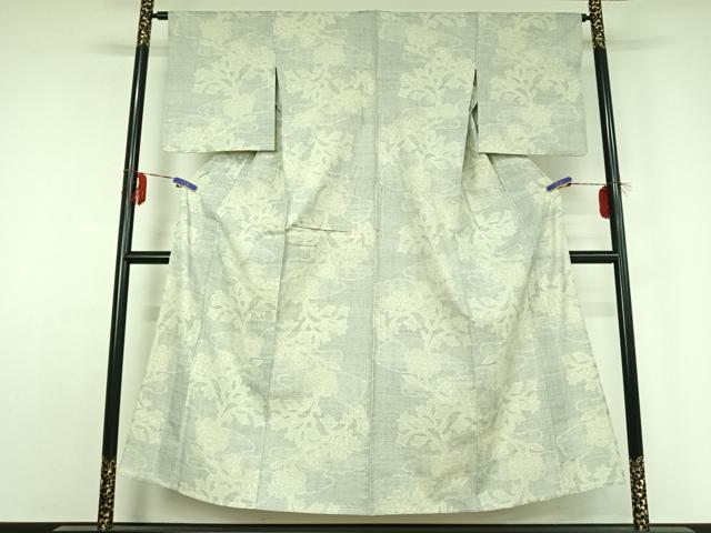 平和屋着物▽本場結城紬 重要無形文化財 単衣 100亀甲 草花文 正絹 逸品 AABE0719jh