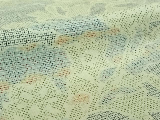平和屋着物▽本場結城紬 重要無形文化財 単衣 100亀甲 草花文 正絹 逸品 AABE0719jh