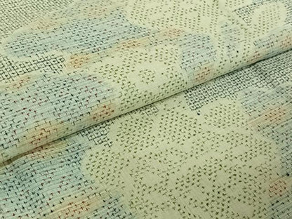 平和屋着物▽本場結城紬 重要無形文化財 単衣 100亀甲 草花文 正絹 逸品 AABE0719jh