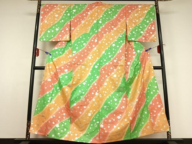 平和屋着物▽小紋 単衣 箔散らし文様 銀彩 洗える着物 AABE0720jh