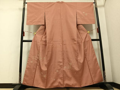 平和屋着物●本場大島紬 訪問着 刺繍 草花文 金銀糸 正絹 逸品 AABE0726ph