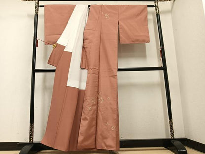 平和屋着物●本場大島紬 訪問着 刺繍 草花文 金銀糸 正絹 逸品 AABE0726ph