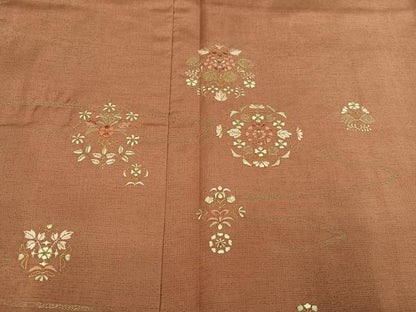 平和屋着物●本場大島紬 訪問着 刺繍 草花文 金銀糸 正絹 逸品 AABE0726ph