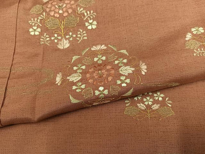平和屋着物●本場大島紬 訪問着 刺繍 草花文 金銀糸 正絹 逸品 AABE0726ph