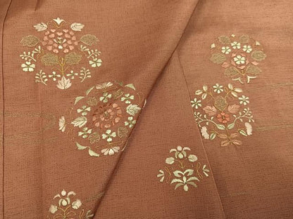平和屋着物●本場大島紬 訪問着 刺繍 草花文 金銀糸 正絹 逸品 AABE0726ph
