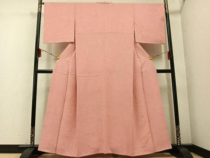 平和屋着物●上質な色無地　珊瑚色　正絹　逸品　AABE0730ph