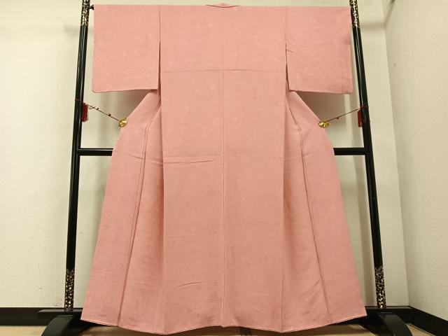 平和屋着物●上質な色無地　珊瑚色　正絹　逸品　AABE0730ph