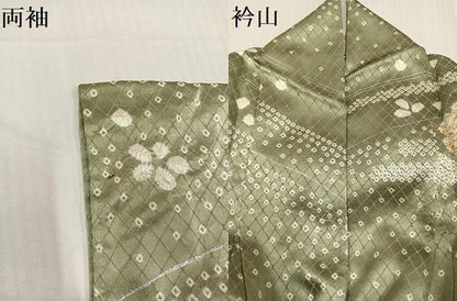 平和屋着物●訪問着 絞り 刺繍 草花文 金彩 正絹 逸品 AABE0735ph