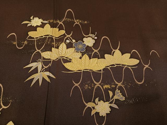 平和屋着物○訪問着 駒刺繍 松竹梅 金彩 正絹 逸品 AABE0737ph