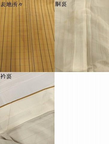 平和屋着物●上質な紬 格子 正絹 逸品 AABE0738ph