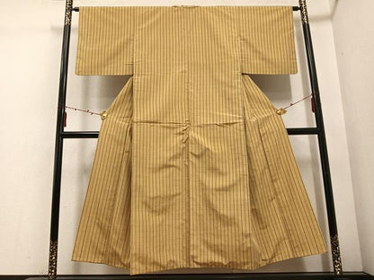 平和屋着物●上質な紬 格子 正絹 逸品 AABE0738ph