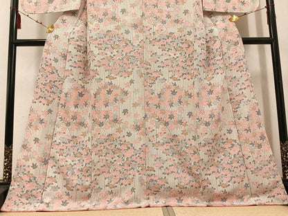 平和屋着物●上質な小紋　型染め　草花文　正絹　逸品　AABE0740ph