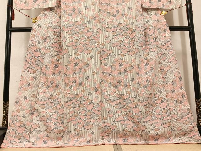 平和屋着物●上質な小紋　型染め　草花文　正絹　逸品　AABE0740ph