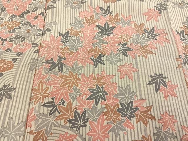 平和屋着物●上質な小紋　型染め　草花文　正絹　逸品　AABE0740ph