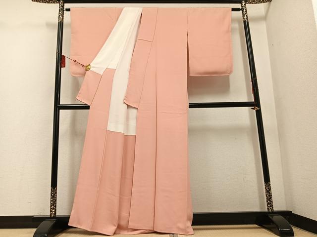 平和屋着物●上質な色無地 赤香色 正絹 逸品 未使用 AABE0749ph